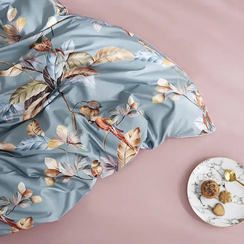 DecorBites™ Luxury Egyptian Cotton Bedding Set with Flamingo Leaf Pattern
