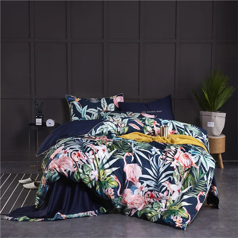 DecorBites™ Luxury Egyptian Cotton Bedding Set with Flamingo Leaf