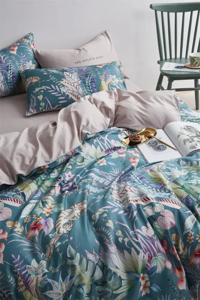 DecorBites™ Luxury Egyptian Cotton Bedding Set with Flamingo Leaf