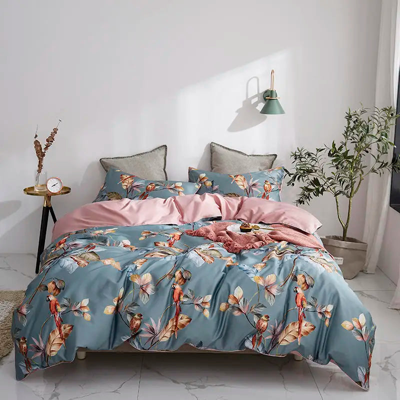 DecorBites™ Luxury Egyptian Cotton Flamingo Leaf Bedding Set