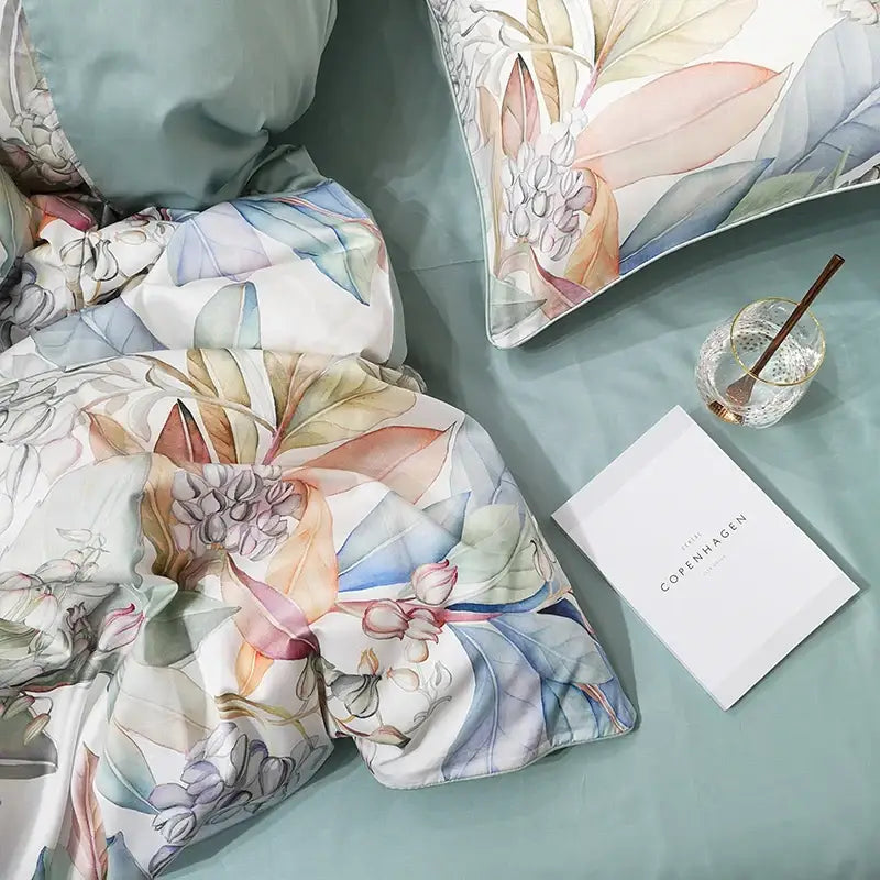 DecorBites™ Luxury Egyptian Cotton Flamingo Leaf Bedding Set