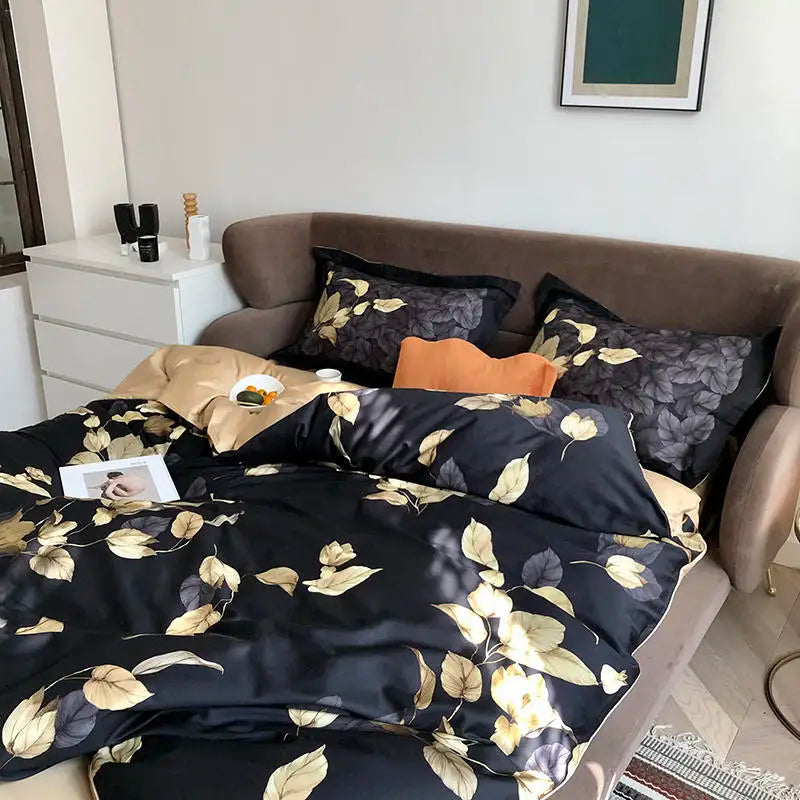DecorBites™ Luxury Flamingo Leaf Bedding Set - Queen or King Size