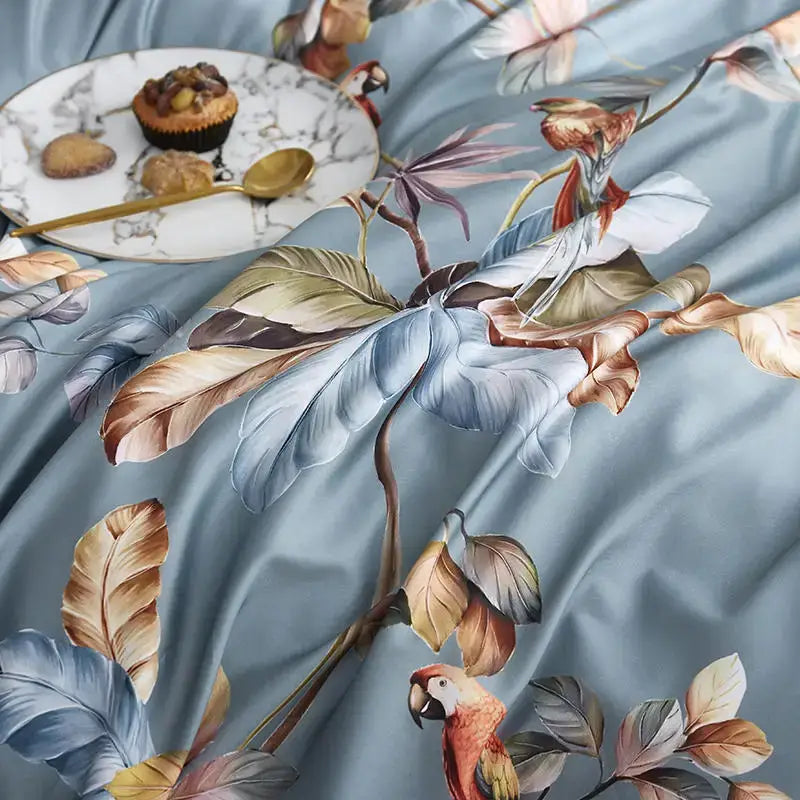 DecorBites™ Luxury Flamingo Leaf Bedding Set - Queen or King Size