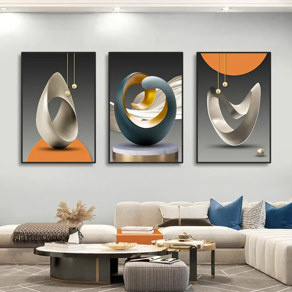 DecorBites™ Luxury Geometric Canvas Prints Set