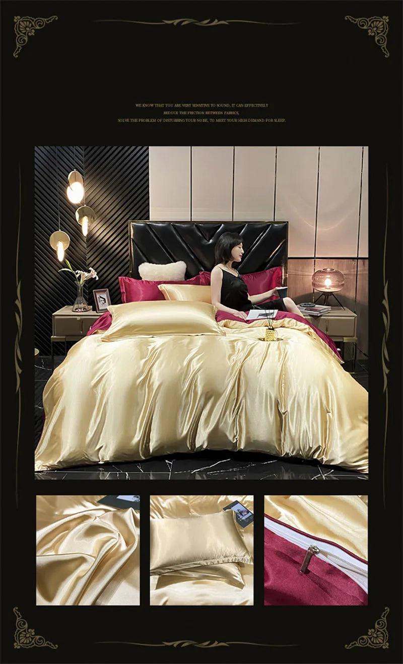 DecorBites™ Luxury Mulberry Silk Bedding Set with Sheets