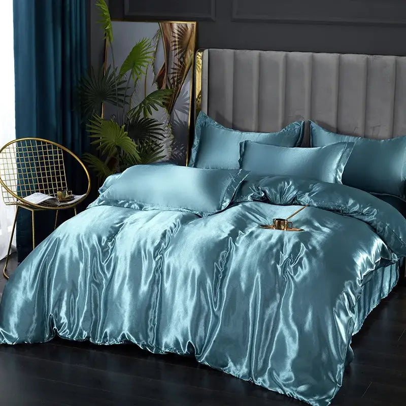 DecorBites™ Luxury Silk Bedding Set - Solid Color