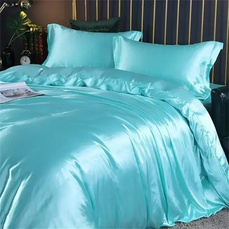 DecorBites™ Luxury Silk Bedding Set with Sheets, King/Queen Size