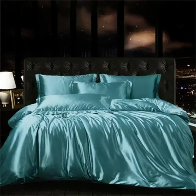 DecorBites™ Luxury Silk Bedding Set with Sheets