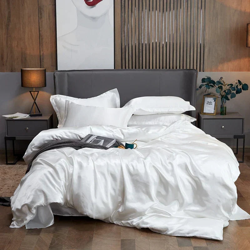 DecorBites™ Luxury Solid Color Rayon Satin Bedding Set