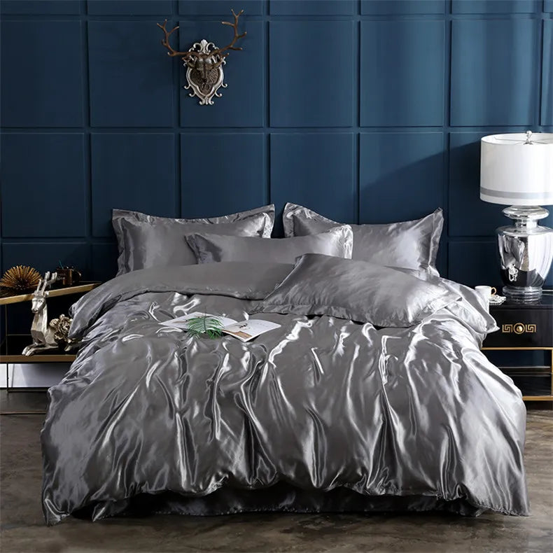 DecorBites™ Luxury Solid Color Rayon Satin Bedding Set