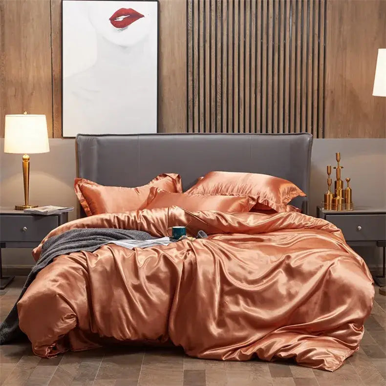 DecorBites™ Luxury Solid Color Satin Bedding Set