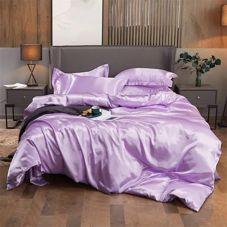 DecorBites™ Luxury Solid Color Satin Bedding Set
