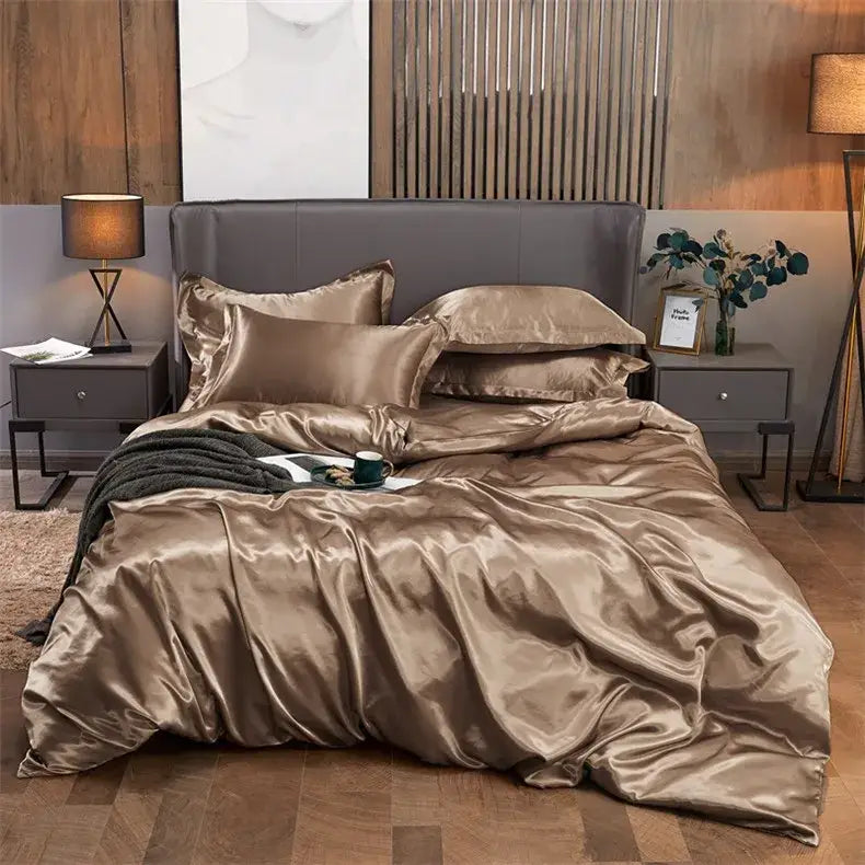 DecorBites™ Luxury Solid Color Satin Bedding Set