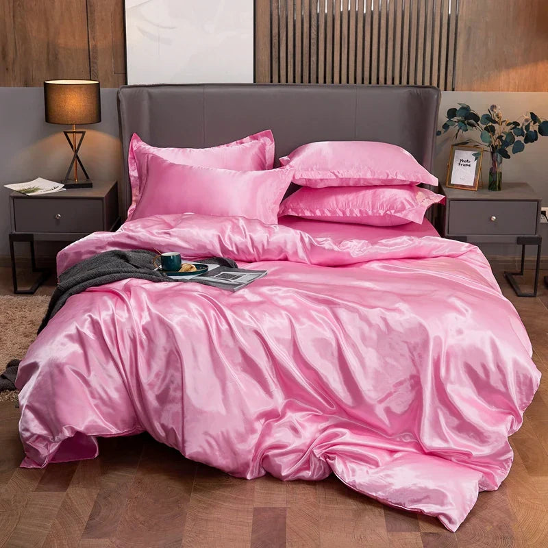 DecorBites™ Luxury Solid Color Satin Bedding Set - Twin/Queen/King