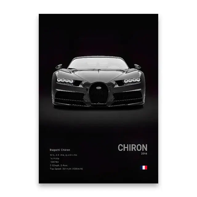 Luxury silver sports car canvas wall art living room decor