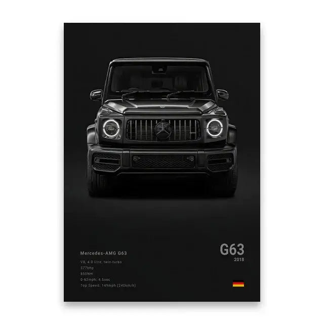 Luxury silver sports car canvas wall art living room decor
