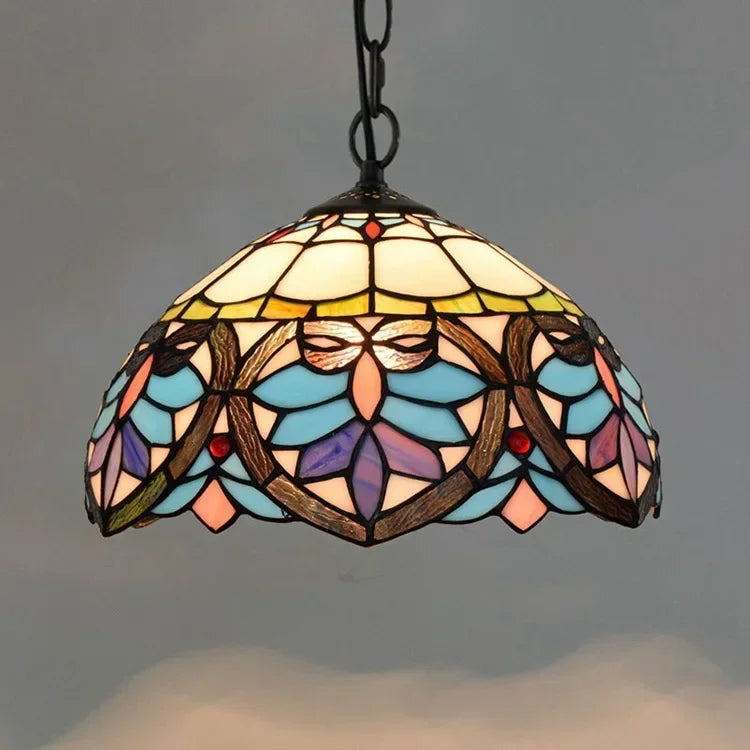 Tiffany style rose stained glass pendant light dining room