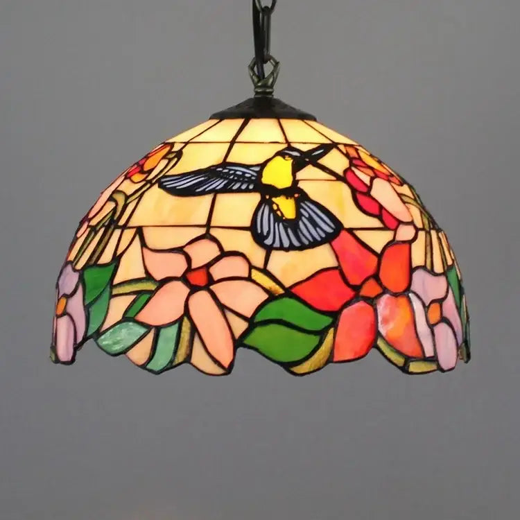 Tiffany style rose stained glass pendant light dining room