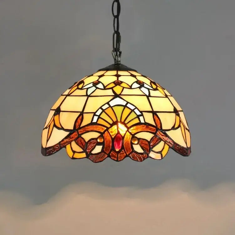 Tiffany style rose stained glass pendant light dining room