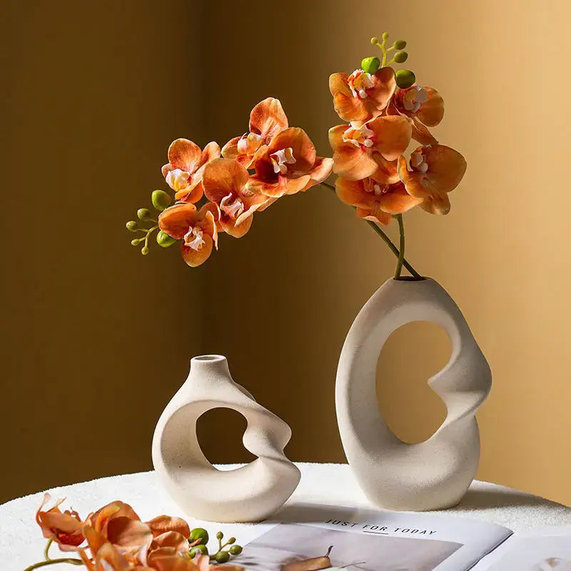 DecorBites™ Matte Ceramic Vase Set 2 Modern Home Decor