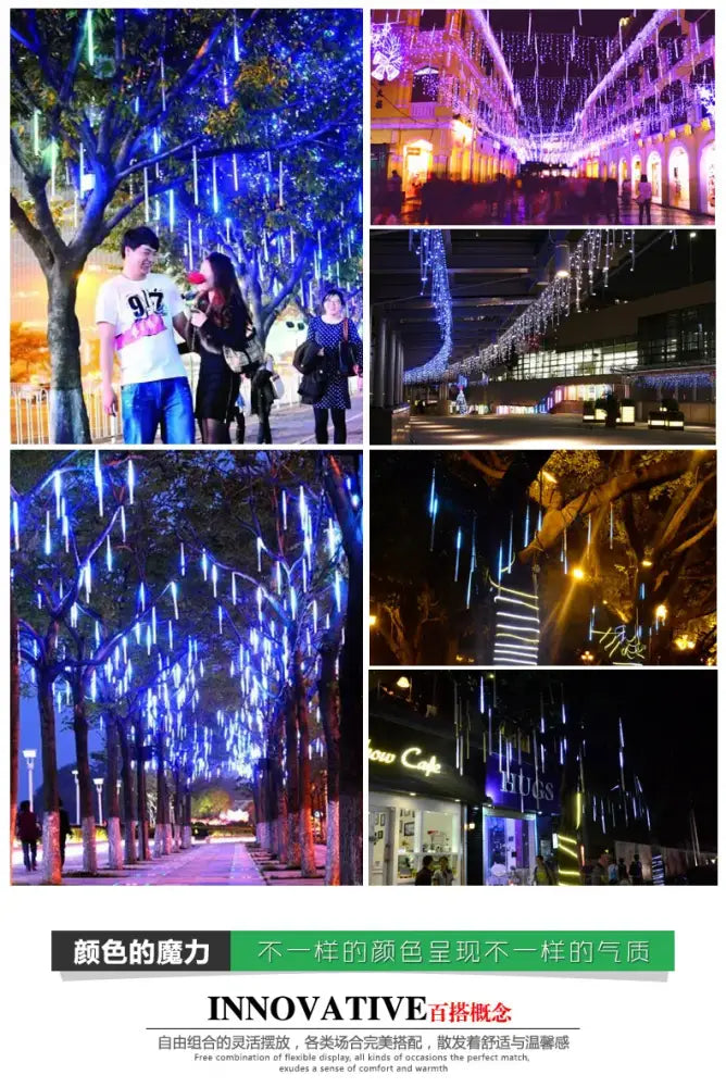 DecorBites™ Meteor Shower LED String Lights for Outdoor Decor