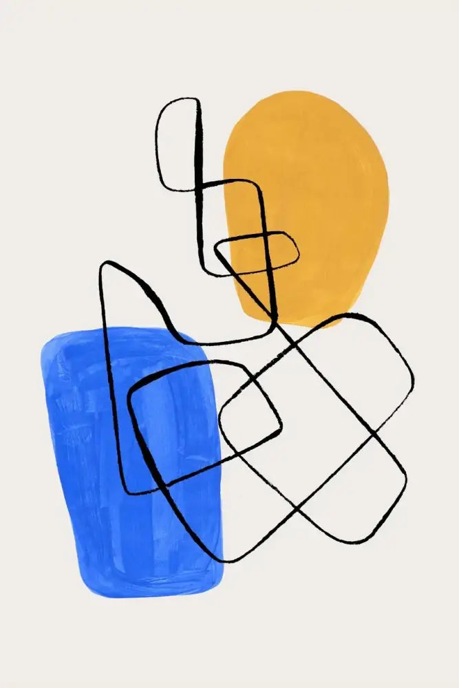 Mid century watercolor brush strokes canvas print living room art