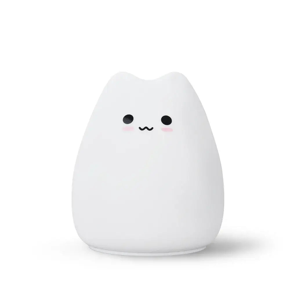 Mini popular cat white silicone night lamp bedroom eye protection
