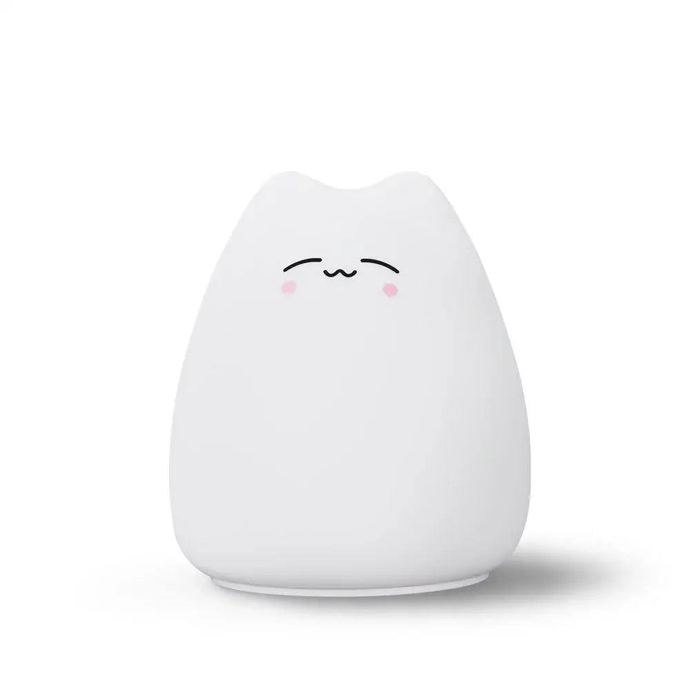 Mini popular cat white silicone night lamp bedroom eye protection