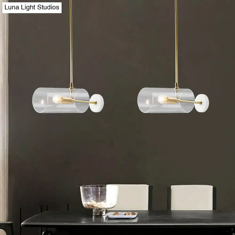 DecorBites™ Minimalistic Brass Pendant Light with Translucent Glass Shade for Dining Table