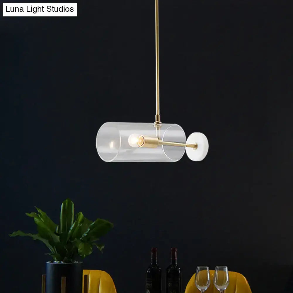 DecorBites™ Minimalistic Brass Pendant Light with Translucent Glass Shade for Dining Table