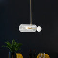 DecorBites™ Minimalistic Brass Pendant Light with Translucent Glass Shade for Dining Table