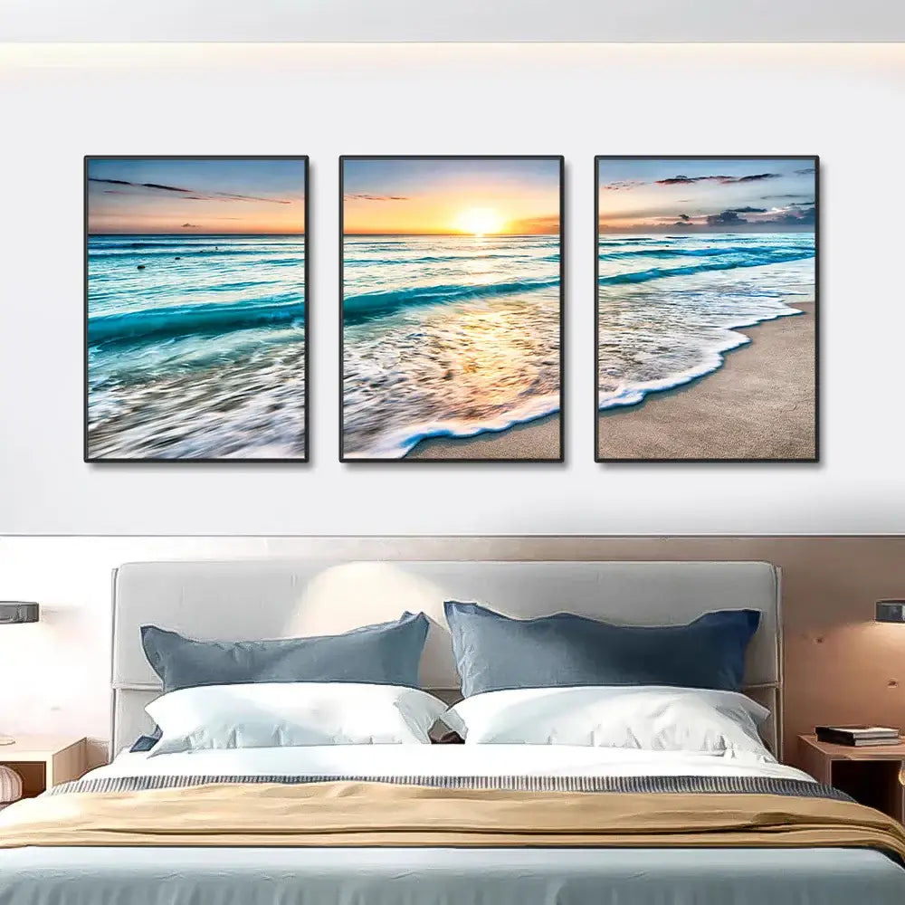 DecorBites™ Modern Beach Sunset Canvas Wall Art Set