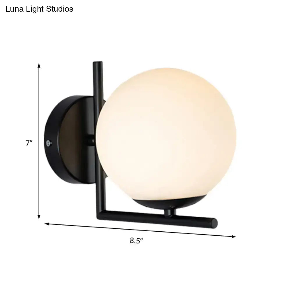 DecorBites™ Modern Black Opal Glass Globe Wall Mounted Light Fixture with Frame Decoration