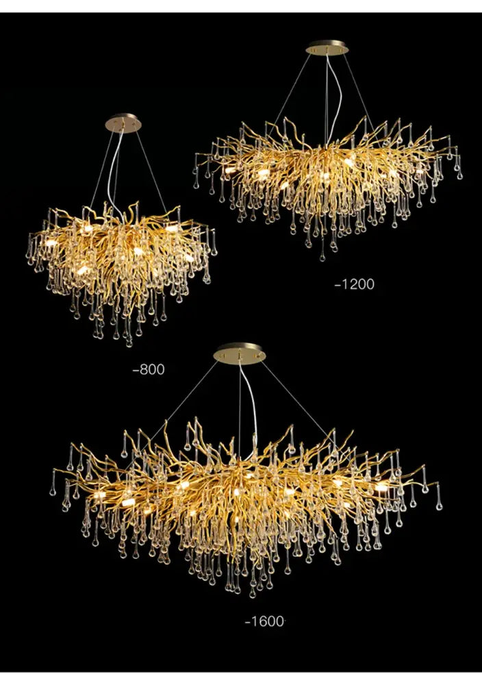 DecorBites™ Modern Chrome Crystal Chandelier - Long Raindrop Pendant