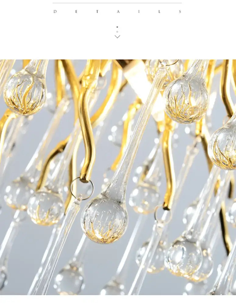 DecorBites™ Modern Chrome Crystal Chandelier - Long Raindrop Pendant