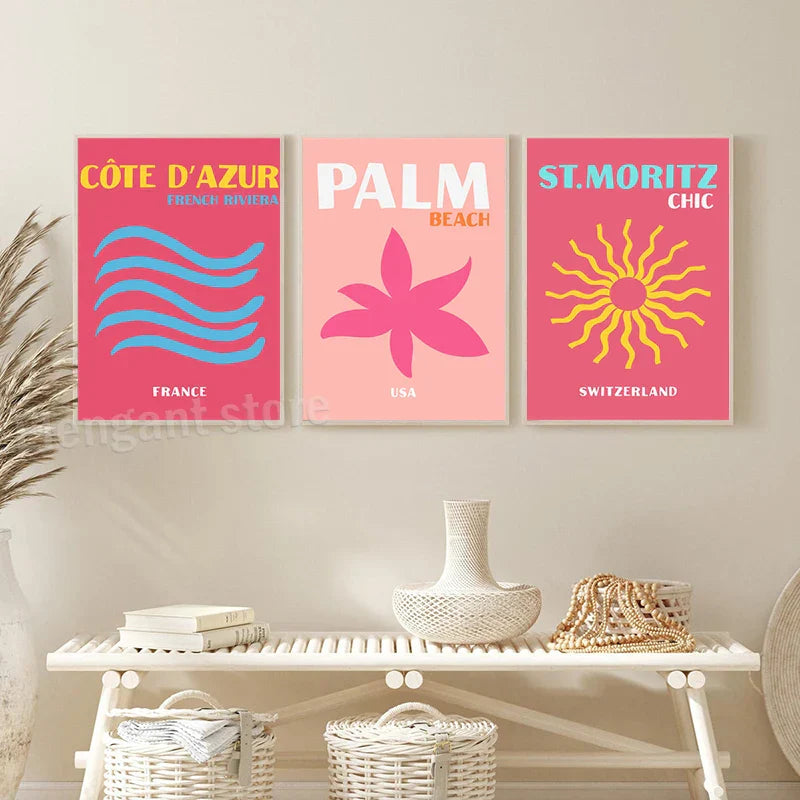DecorBites™ Modern Coastal Travel Posters Art Print
