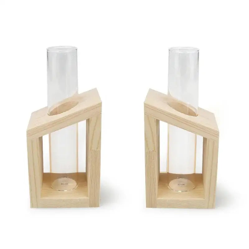 Modern crystal glass test tube vase trio living room wooden stand
