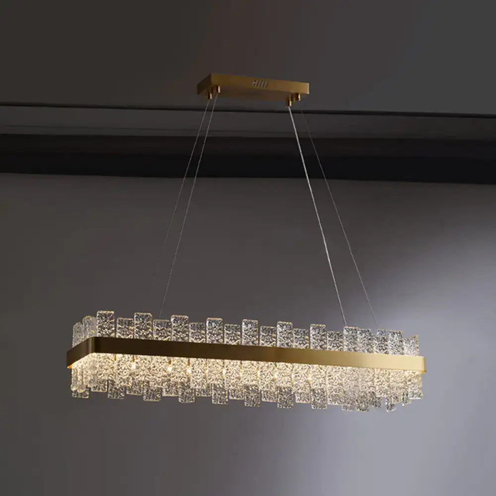 Modern brass plated crystal loop pendant light for dining room