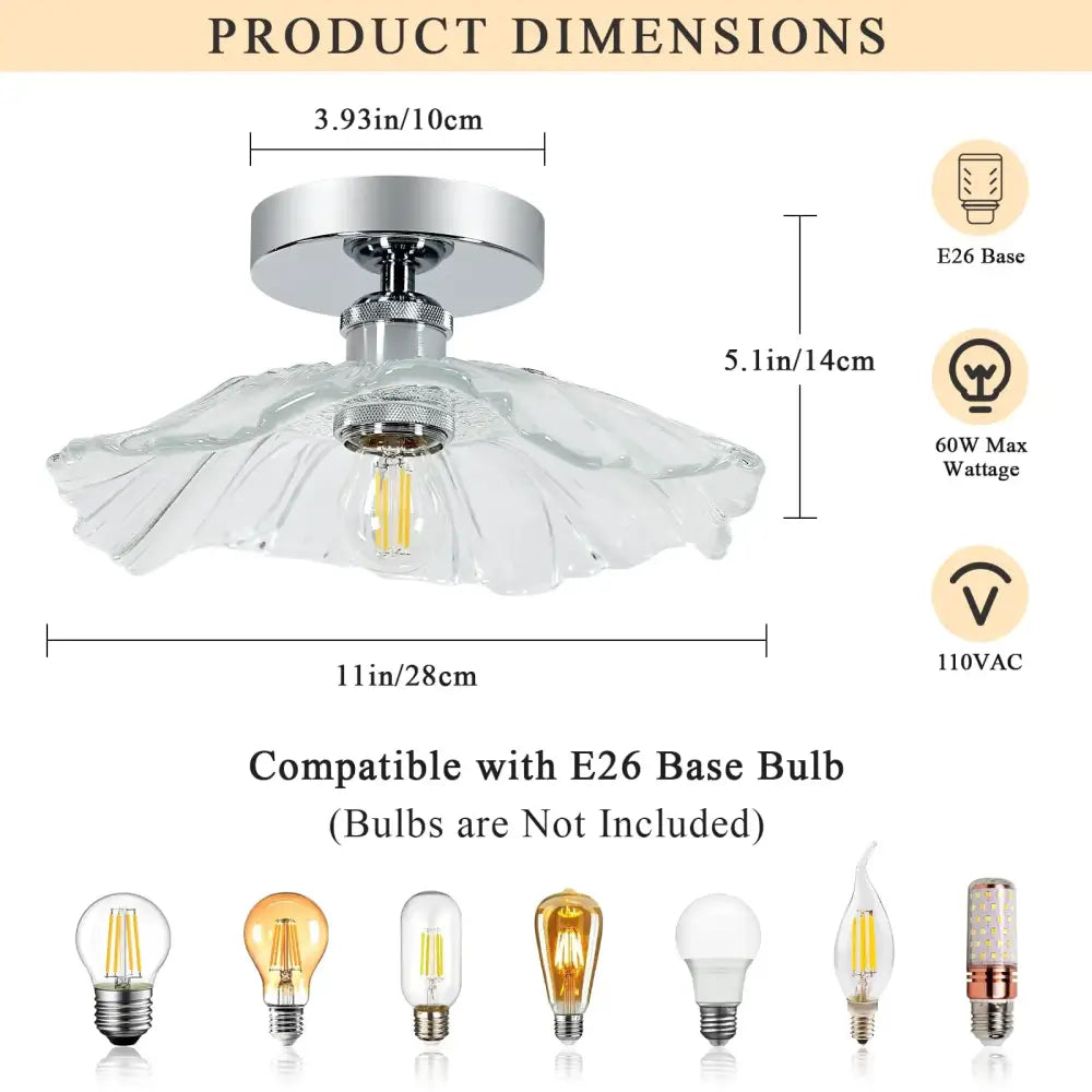 Modern flower vintage glass ceiling light for bedroom