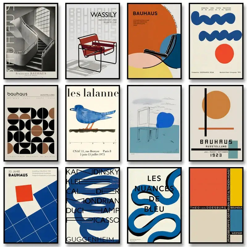DecorBites™ Modern Geometric Bauhaus Exhibition Print Canvas