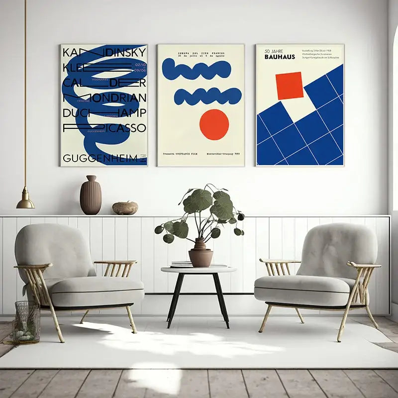 DecorBites™ Modern Geometric Bauhaus Exhibition Print Canvas