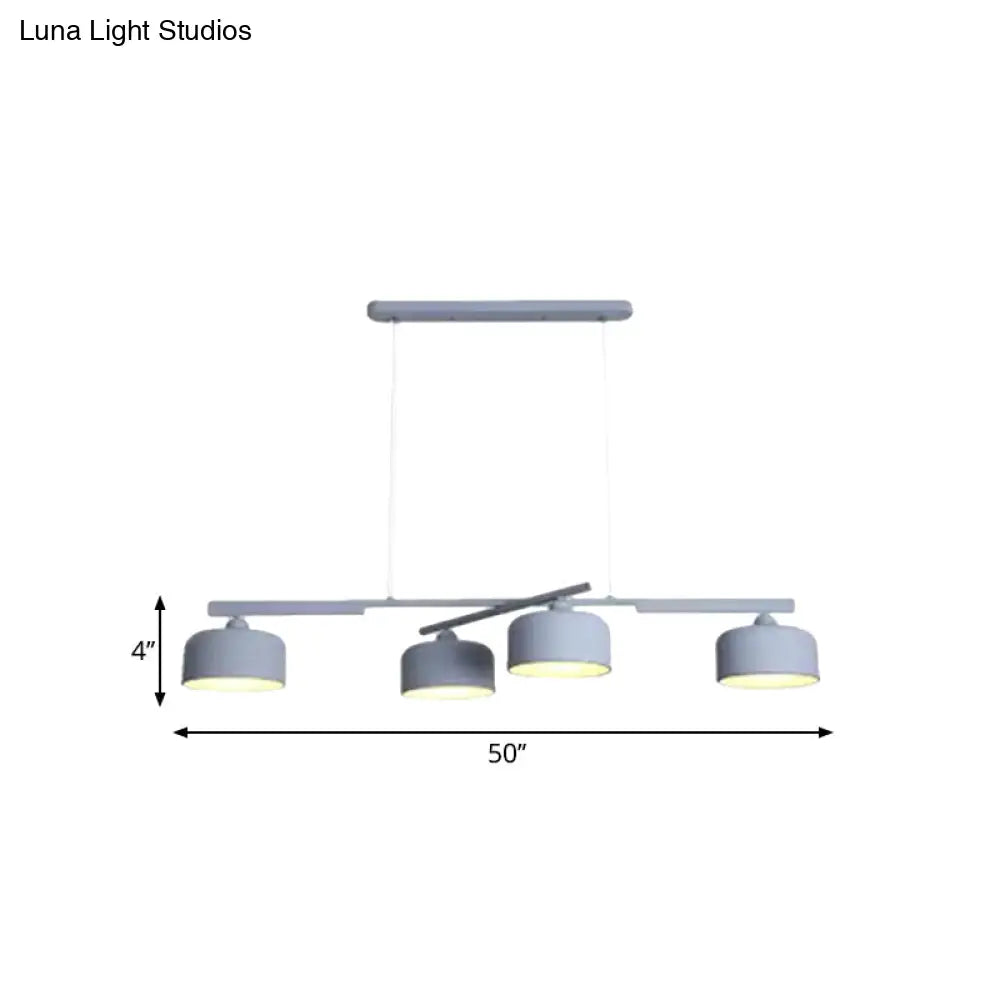 Modern macaron drum gray 4 light chandelier dining room pendant