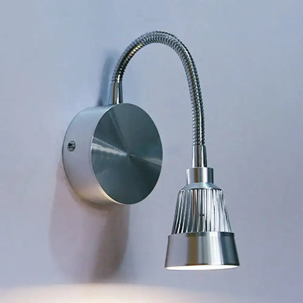 DecorBites™ Modern Metal LED Wall Sconce with Adjustable Reading Light in Warm/White Chrome Finish