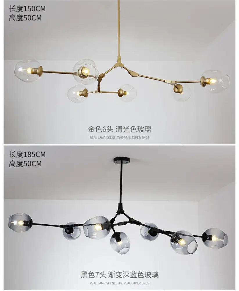 DecorBites™ Modern Nordic Glass Chandeliers with LED