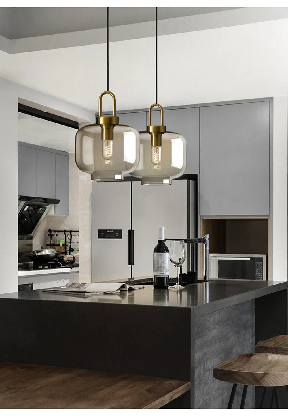 DecorBites™ Modern Nordic Glass Pendant Light for Kitchen & Restaurant