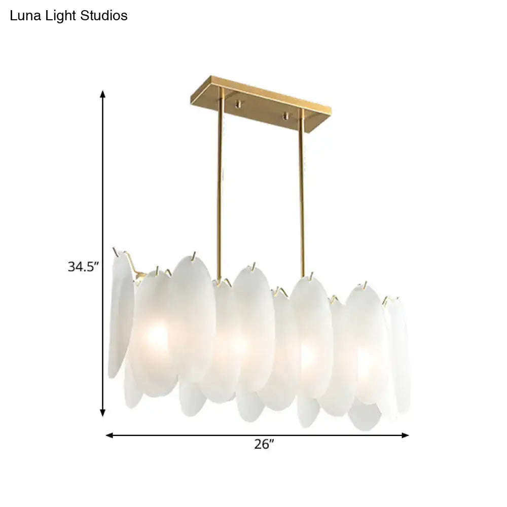 DecorBites™ Modern Oval Panel Pendant Light - Milk Glass - 4-Light - Gold Finish