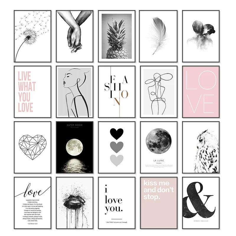 DecorBites™ Modern Pink Aesthetic Wall Art Decor