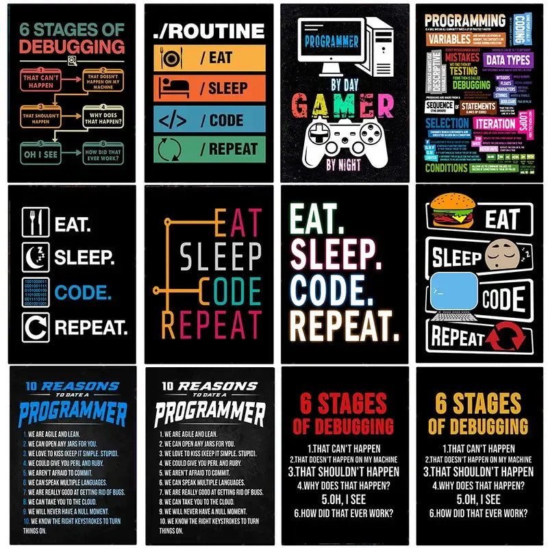 DecorBites™ Modern Programmer Gamer Canvas Wall Art