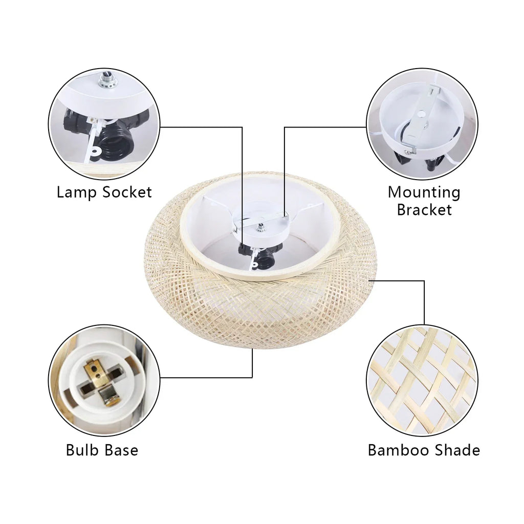 DecorBites™ Modern Rattan Pendant Light - LED Ceiling Fan