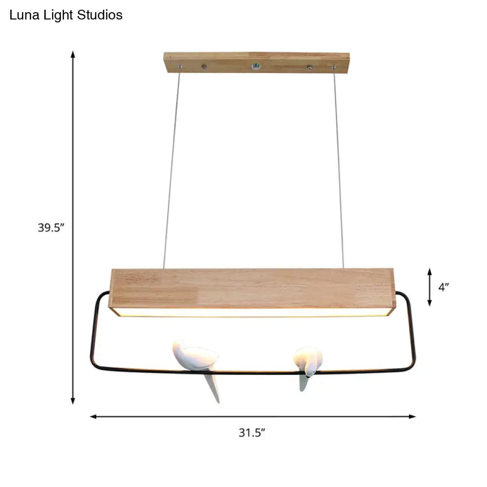 DecorBites™ Modern Rectangular Wood LED Pendant Light for Dining Room Ceiling in Warm/White Light